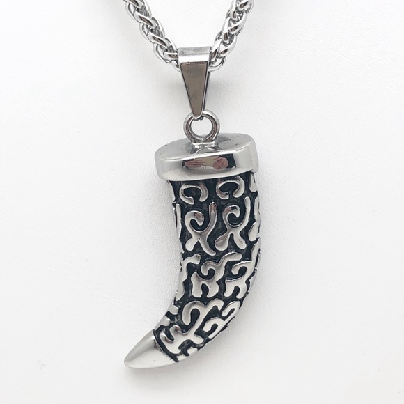 Large Stainless Steel Talon & Wheat Chain Necklace, NEW In Gift Box, Great Gift - Picture 4 of 6